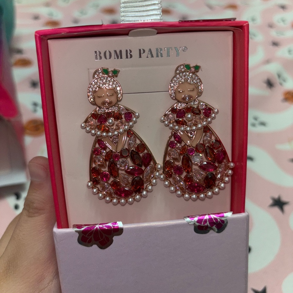 Bomb Party Red and Gold Women Earrings